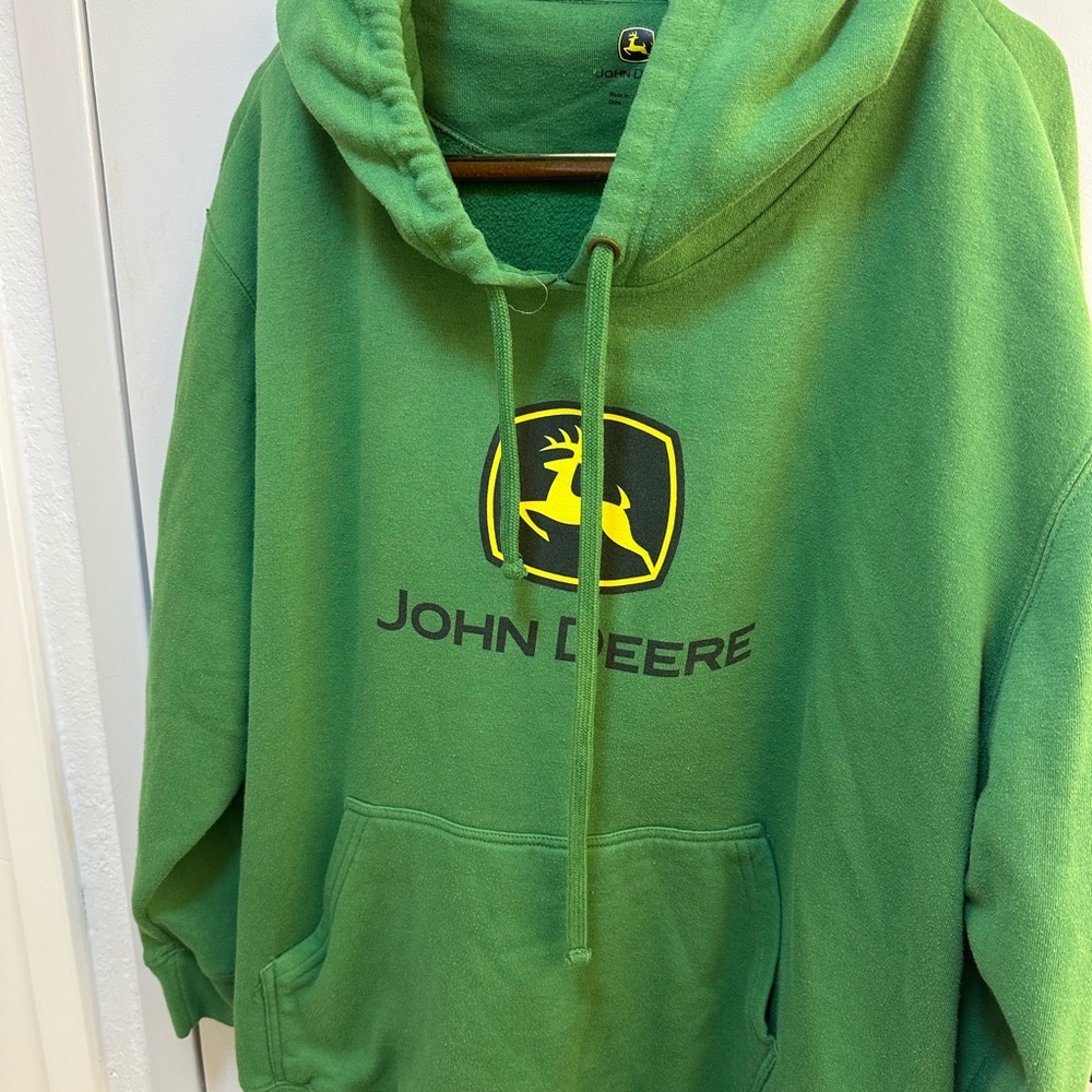 John Deere Hoodie Mens 2x Tractors Lawn Garden Equipment Fleece Sweatshirt Green